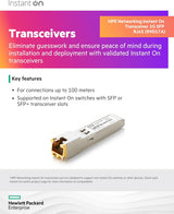 HPE Networking Instant On 1G SFP RJ45 Transceiver for Copper Ethernet