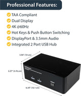 StarTech.com 2-Port DisplayPort KVM Switch - 4K 30Hz