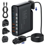 Chargeur mural USB C GaN 140 W, station de charge rapide USB 6 ports avec sortie 100 W