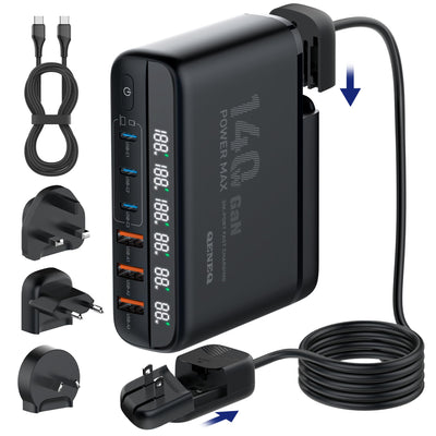 GaN 140W USB C Charger Block 6 Port Fast USB Charging Station Hub 100W
