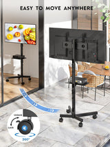 BONTEC Mobile TV Stand, Rolling TV Stand for 23-60 Inch Screens, Adjus
