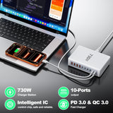 Chargeur Targus Hyperjuice 145W PD 3.1 USB-C/A (3 ports USB-C/1 port USB-A) avec ADAPTATEURS de voyage + Câble C8