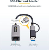 StarTech.com Adaptateur USB-C vers Ethernet 2,5 GbE avec convertisseur USB-A, Ordinateur portable