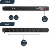 StarTech.com RKPW081915 19-Inch 1U Rackmount 8 Outlet PDU Power Distri