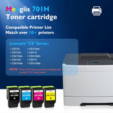 CS310 CS410 701H Toner Cartridge 4-Pack Replacement for Lexmark 701HK