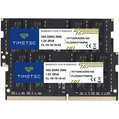 Timetec 32GB KIT (2x16GB) DDR4 2666MHz (PC4-2666V) PC4-21300 SODIMM La