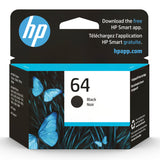 Original HP 64 Black Ink Cartridge, Works with HP ENVY Photo 6200, 71