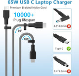 Slim 65W USB C Laptop Charger Compatible with HP Spectre X360, EliteBo