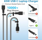 Slim 65W USB C Laptop Charger Compatible with HP Spectre X360, EliteBo