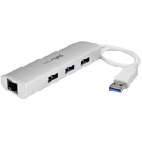 StarTech.com 3-Port USB Hub with Ethernet, 3x USB-A Ports, Gigabit Eth