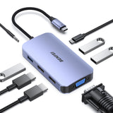 Station d'accueil USB C BENFEI, Hub USB C 8-en-1 avec double affichage triple