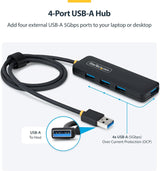 Hub USB-A 4 ports StarTech, SuperSpeed 5 Gbit/s, adaptateur 4 × USB-A, alimentation par le bus