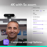 Webcam Logitech Brio 4K, appels vidéo, micro anti-bruit, HD Auto