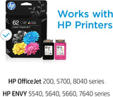 Original HP 62 Black/Tri-Color 2-Pack, Works with HP Envy 5540 5640 5