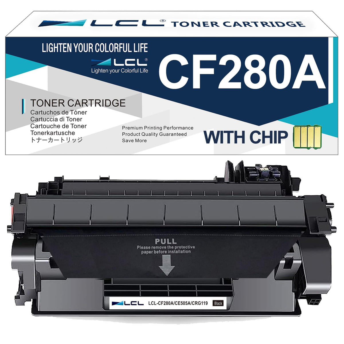 Cartouche de toner compatible LCL pour HP 80A CF280A (1-Pack, Noir) pour HP