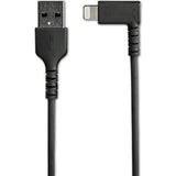 StarTech.com 6ft (2m) Durable USB A to Lightning Cable - Black 90° Rig
