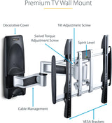 StarTech.com Articulating TV Wall Mount, VESA Wall Mount, Supports 65