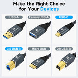 USB B to USB C Printer Cable 3M, USB B 3.0 Type C to Type B for Dockin