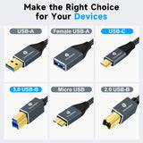 USB B to USB C Printer Cable 3M, USB B 3.0 Type C to Type B for Dockin