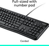 Logitech MK120 Wired Keyboard and Mouse Combo for Windows, Optical Wir