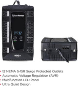 AVRG900LCD 900VA Compact 120V 5-15P LINE-INT 12OUT 5-15R 3 ANS WARR