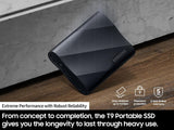 SAMSUNG T9 2TB Portable SSD, USB 3.2 Gen. 2x2, Black, Up to 2000MB/s R