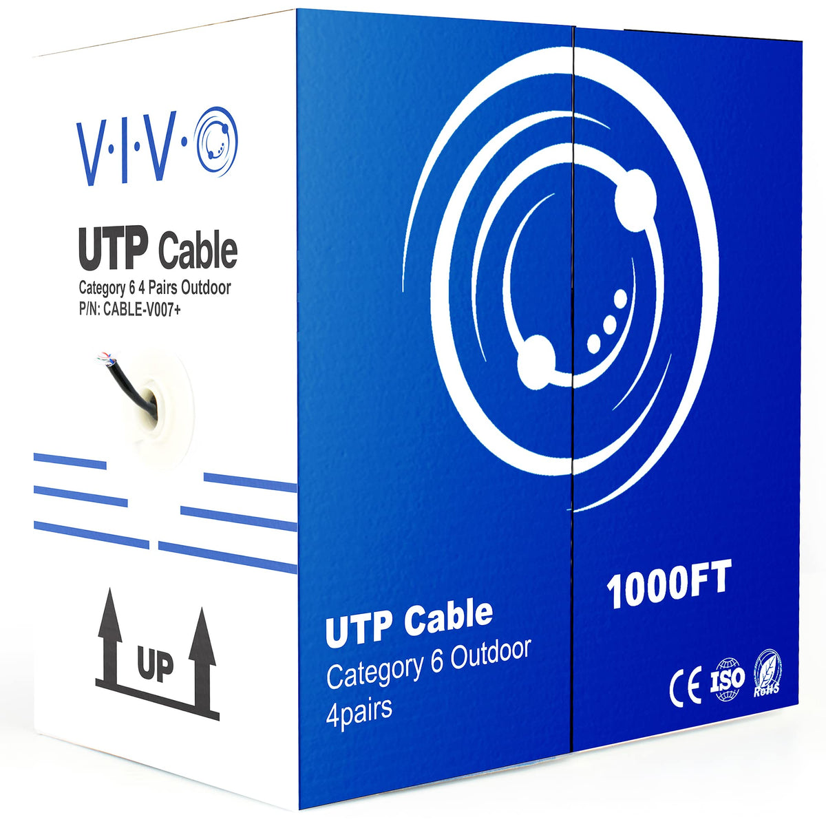 VIVO Black 1,000ft Bulk Cat6 Wire, CABLE-V007 | Waterproof, CCA Ethern