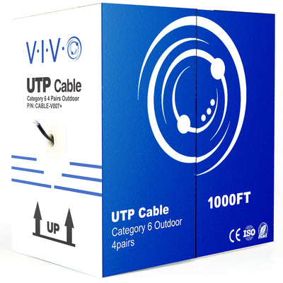 VIVO Black 1,000ft Bulk Cat6 Wire, CABLE-V007 | Waterproof, CCA Ethern