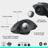 Logitech MX Ergo S Advanced Wireless Trackball Mouse, USB-C Rechargeab