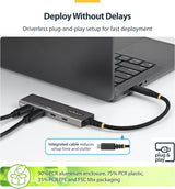 StarTech Concentrateur USB-C 4 Ports, 10Gbps, Charge PD 100W, 4X Ports USB-C, O