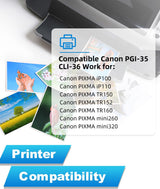 PGI-35 CLI-36 Ink Cartridges for Canon PIXMA TR150 TR152 TR160 iP110 i
