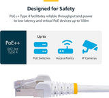 StarTech Câble Ethernet CAT8 Blanc de 0,9 m, RJ45 sans accroc, 25G/40G, 2000 MHz, POE 100 W, Câble Patch Réseau Blindé S/FTP 26AWG en Cuivre Nu Pur, LSZH