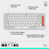 Logitech POP ICON Keys Clavier sans fil Bluetooth - Blanc cassé et Orange