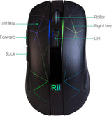 Rii Wireless Mouse RM200, RGB Rechargeable Mouse,Computer Mouse with 3