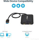 StarTech.com USB 3.0 to Dual DisplayPort Adapter, 4K 60Hz, USB to Dual