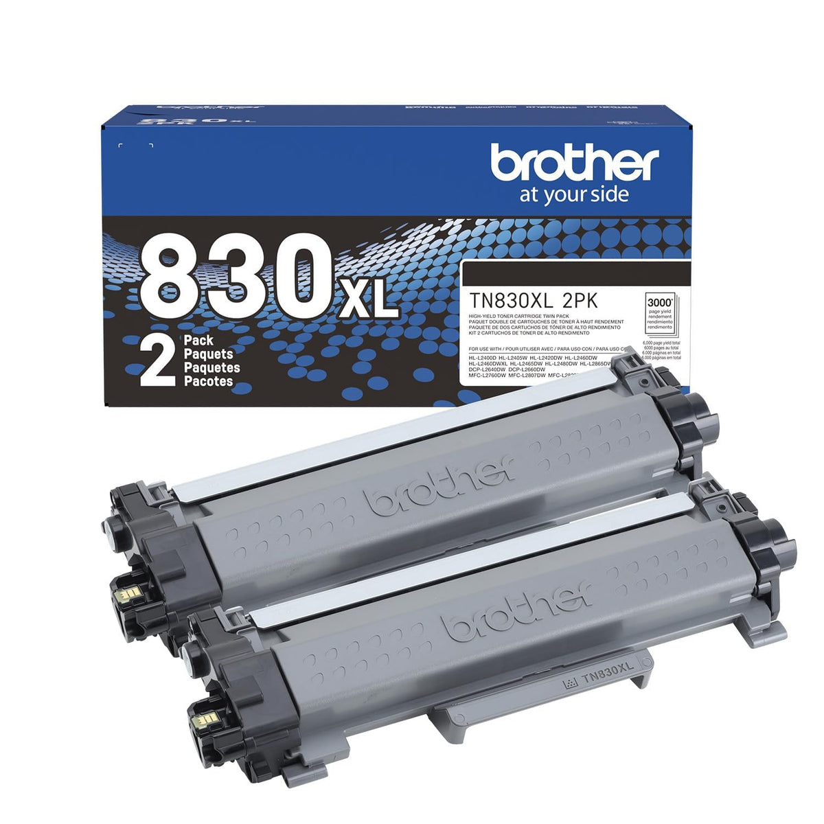 Brother Genuine TN830XL2PK High Yield Black Toner Cartridge 2-Pack for
