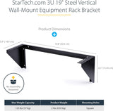 StarTech.com 3U 19-Inch Steel Vertical Wall Mount Equipment Rack Brack