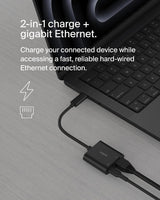 Belkin Connect USB-C to Ethernet + Charge Adapter 100W w/Gigabit Ether