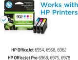 HP 902, 3 cartouches d'encre, cyan, magenta, jaune, compatible avec les imprimantes HP Offi