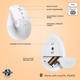 Logitech Lift for Mac Wireless Vertical Ergonomic Mouse, Bluetooth, Qu