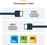 StarTech.com Câble Thunderbolt 5 de 1 m (3 pi), 80 Gbit/s/120 Gbit/s, 240 W PD, 8K