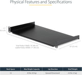 Startech CABSHELF1U 19IN Black 1U Universal Fixed Server Rack Cabinet Shelf