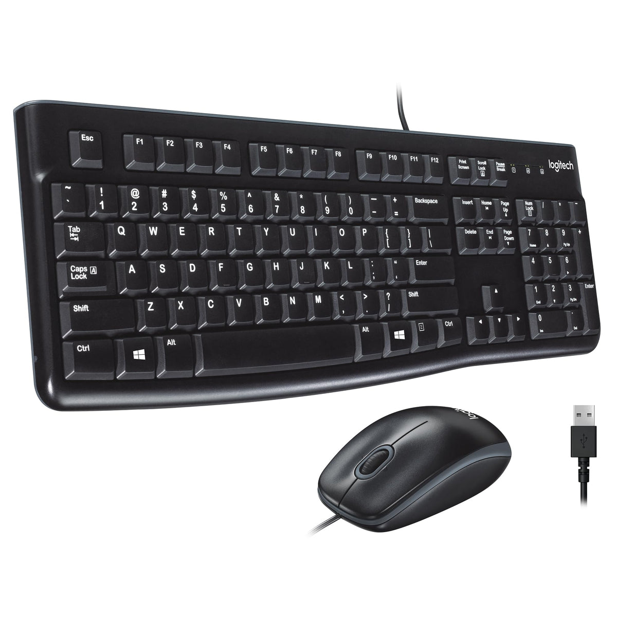 Logitech MK120 Wired Keyboard and Mouse Combo for Windows, Optical Wir