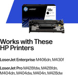 Cartouche de toner noire originale HP 58X (CF258X) grande capacité Taille unique