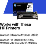 HP 58X (CF258X) Cartouche de toner noir original rendement élevé One Size