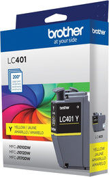 Brother Genuine LC401Y Standard-Yield Yellow Ink Cartridge Yellow Pack