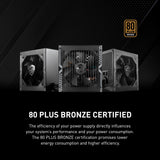 MSI MAG A650BN, Non-Modular Compact 650W Power Supply, 80+ Bronze, Low