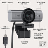 Logitech MX Brio 705 for Business 4K Webcam with Auto Light Correction
