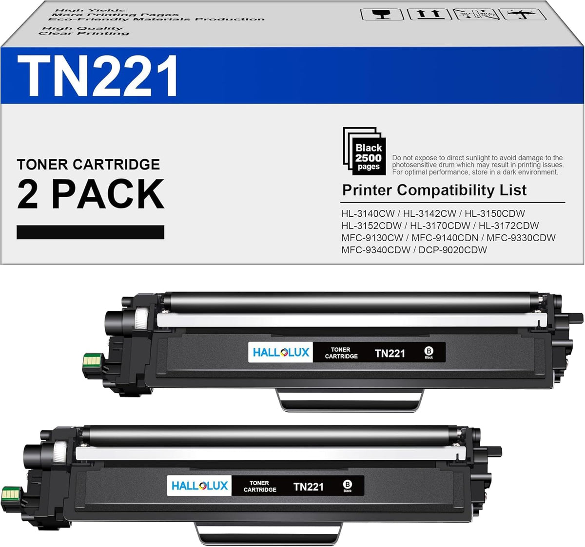 TN221BK High Yield Black Toner Cartridge Replacement for Brother TN221