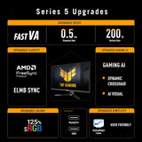 ASUS TUF Gaming Series 5 24.5” 1080P Monitor (VG257Q5A) - Full HD, 200